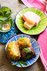 Mint tea and sweets