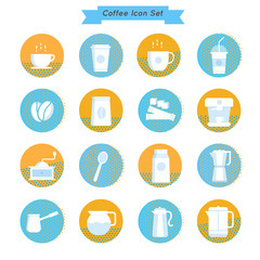Set of vector coffee icons vintage design.