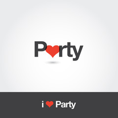 Logo party with heart. Editable vector logo design. 