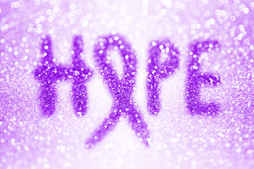Abstract epilepsy, domestic violence, cancer, lupus, alzheimer’s purple hope awareness ribbon