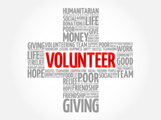 Volunteer word cloud collage, cross concept