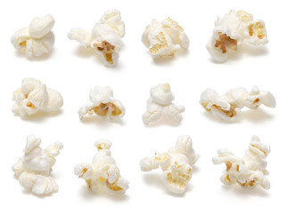 Popcorn collection isolated on white. Clipping path - obrazy, fototapety, plakaty