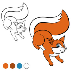 Coloring page. Color me: squirrel.  Little cute squirrel smiles.