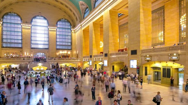 grand central rush hour traffic 4k time lapse from new york
