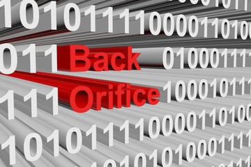 Back Orifice in the form of binary code, 3D illustration