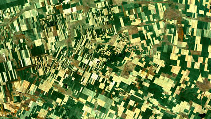 Fields from Landsat satellite. Elements of this image furnished by NASA. - obrazy, fototapety, plakaty