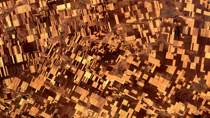 Fields from Landsat satellite. Elements of this image furnished by NASA. © voran