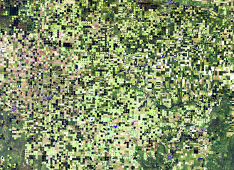 Round fields (kansas) from Landsat satellite. Elements of this image furnished by NASA.