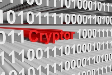 Cryptor in the form of binary code, 3D illustration