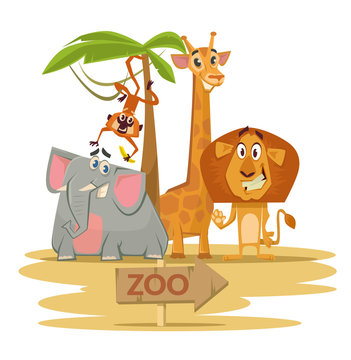 Zoo. Vector flat cartoon illustration