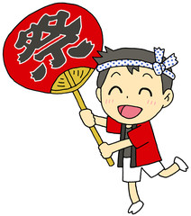 お祭り　うちわ　男の子
