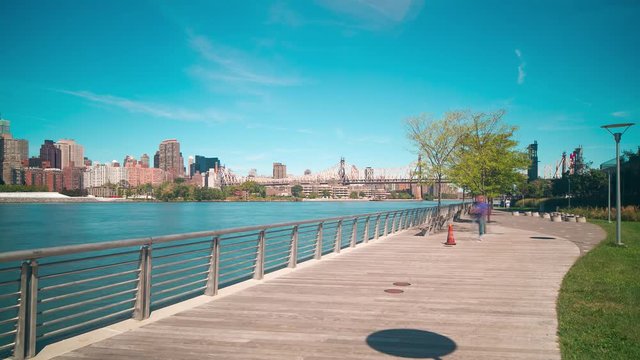 day light gantry plaza state park bay 4k time lapse from nyc
