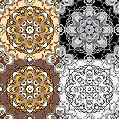 Set of squared backgrounds - ornamental seamless pattern. Design