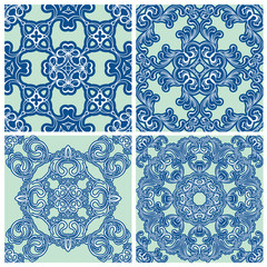 Set of squared backgrounds - ornamental seamless pattern. Design