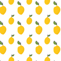 Lemon pattern. Seamless Pattern. Summer background. Print texture. Fabric design. Vector illustration.