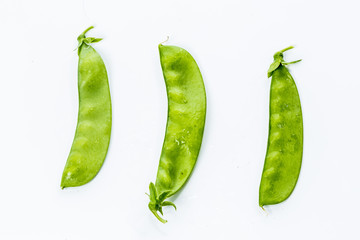 Fresh Green Sugar Snap Peas on a Bright Background