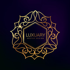 premium golden floral luxury symbol design