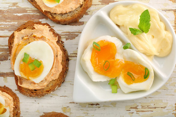 Sandwich with salmon paste and egg