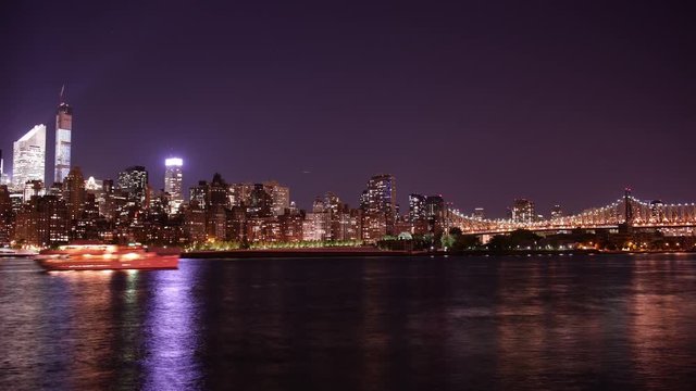 night buildings light on uptown manhattan 4k time lapse from new york
