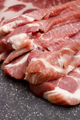 Sliced pork meat