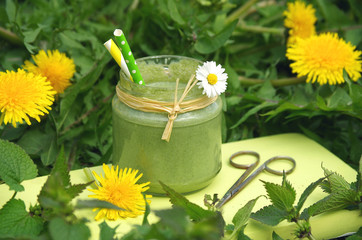 grüner Smoothie mit Wildkräutern