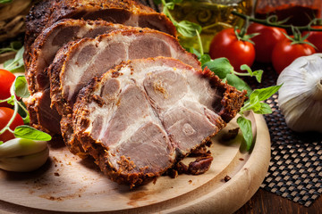Roasted pork neck with spices