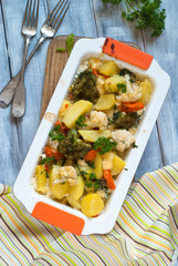 Vegetable casserole with bechamel sauce.