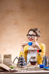 Woman drinking coffee