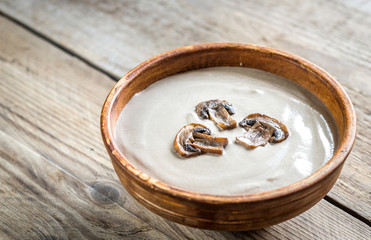 Bowl of creamy mushroom soup