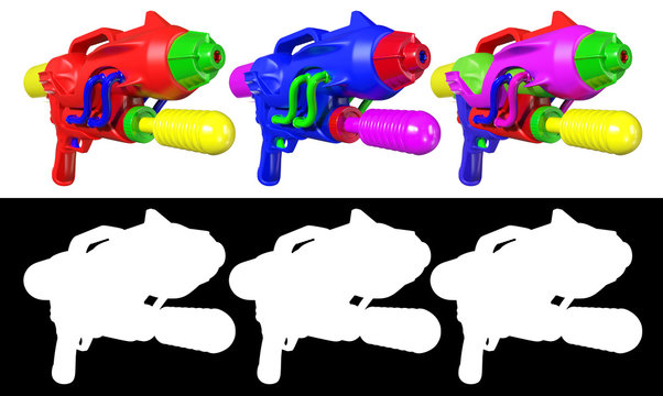 3D rendering a set of Water gun isolated on white background