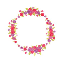 berry wreath. berries.Fresh berries. watercolor wreath.  Vector illustration