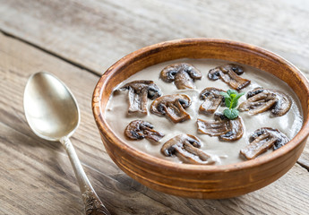 Bowl of creamy mushroom soup