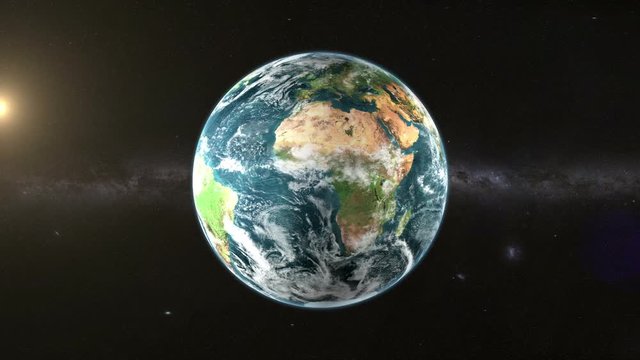 Slanet Earth rotate in space