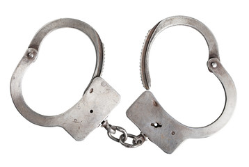 metal handcuffs closeup