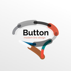 Thin line design geometric button, flat illustration