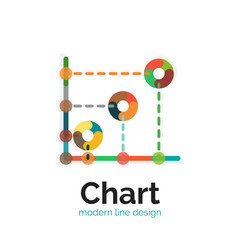 Thin line chart logo design. Graph icon modern colorful flat style