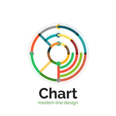 Thin line chart logo design. Graph icon modern colorful flat style