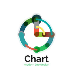 Thin line chart logo design. Graph icon modern colorful flat style