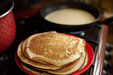 Preparation of traditional  pancakes