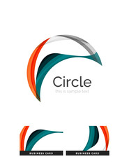 Circle logo. Transparent overlapping swirl shapes. Modern clean business icon