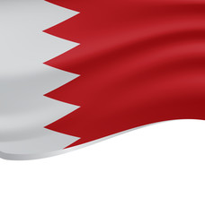 Waving flag of Bahrain isolated on white