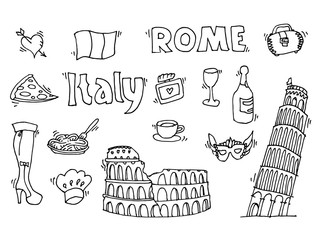 Italy doodle set - 107647113
