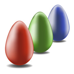 Set of colored Easter eggs on a white background