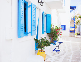 Fototapeta na wymiar Traditional greek house facade, Greece