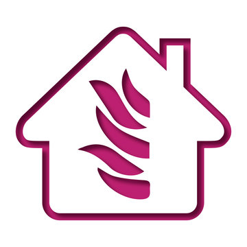 Logo maison et flamme.