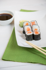 Sushi set on white background