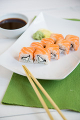 Sushi set on white background
