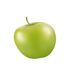 Зеленое реалистичное яблоко изолированное вектор 