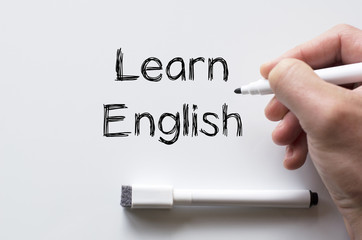Learn english written on whiteboard