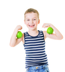 kid with apples